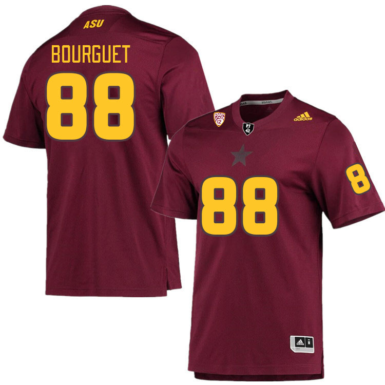 Men #88 Coben Bourguet Arizona State Sun Devils College Football Jerseys Stitched Sale-Maroon